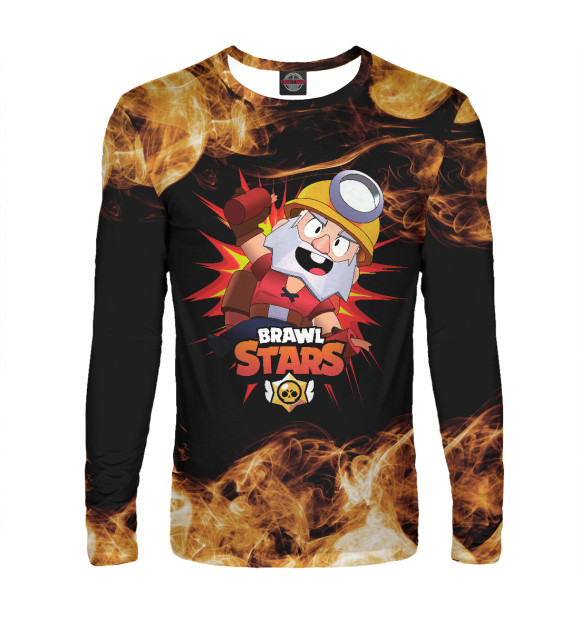 Мужской лонгслив с притом Brawl Stars цвета Белый Мужской лонгслив с изображением Brawl Stars цвета Белый
