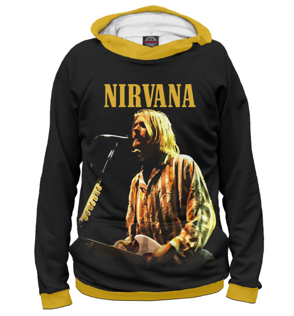 Мужское худи с изображением Nirvana цвета Белый