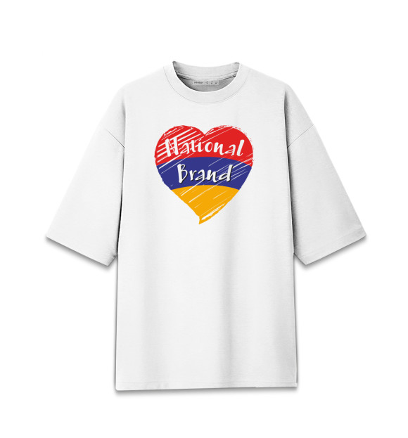 Женская футболка оверсайз с притом Национальный бренд цвета Белый Женская футболка оверсайз с изображением Национальный бренд цвета Белый