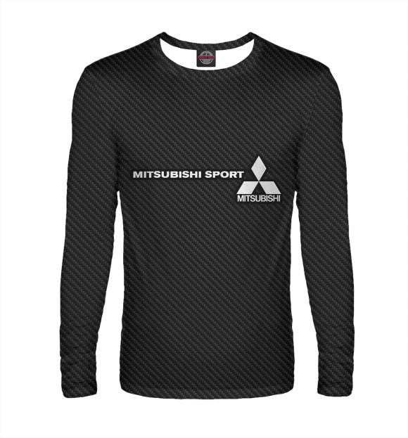 Мужской лонгслив с изображением Mitsubishi carbon цвета Белый