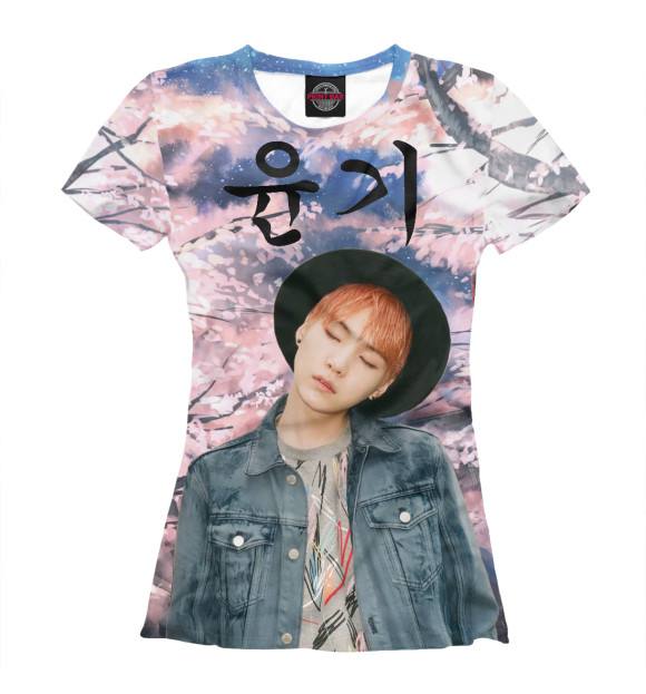 Женская футболка с изображением BTS Suga цвета Белый