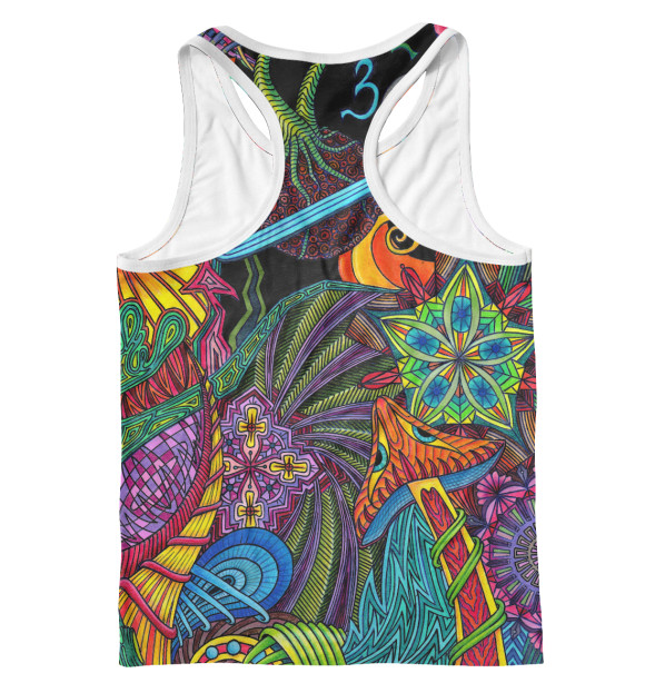 Мужская майка-борцовка с изображением Mushrooms and space цвета Белый