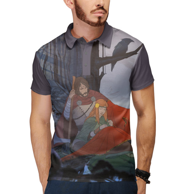 Мужское поло с изображением The Banner Saga цвета Белый
