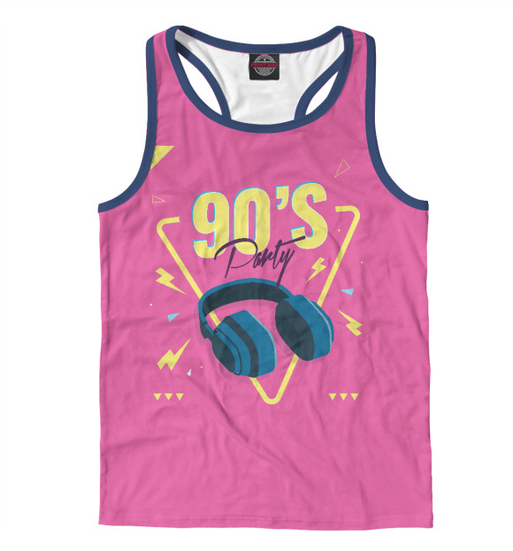 Мужская майка-борцовка с изображением Музыка 90х цвета Белый