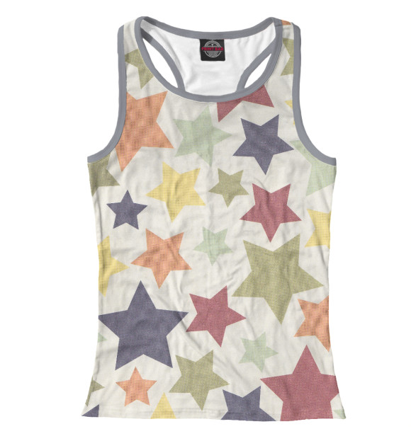 Женская майка-борцовка с изображением Цветные звезды цвета Белый