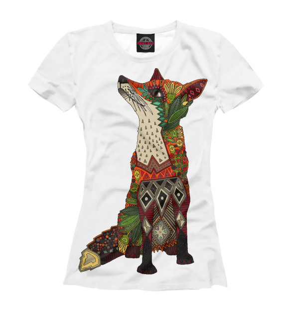 Женская футболка с изображением Floral fox цвета Белый