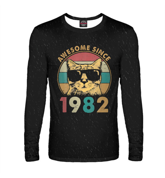 Мужской лонгслив с изображением Awesome since 1982 цвета Белый