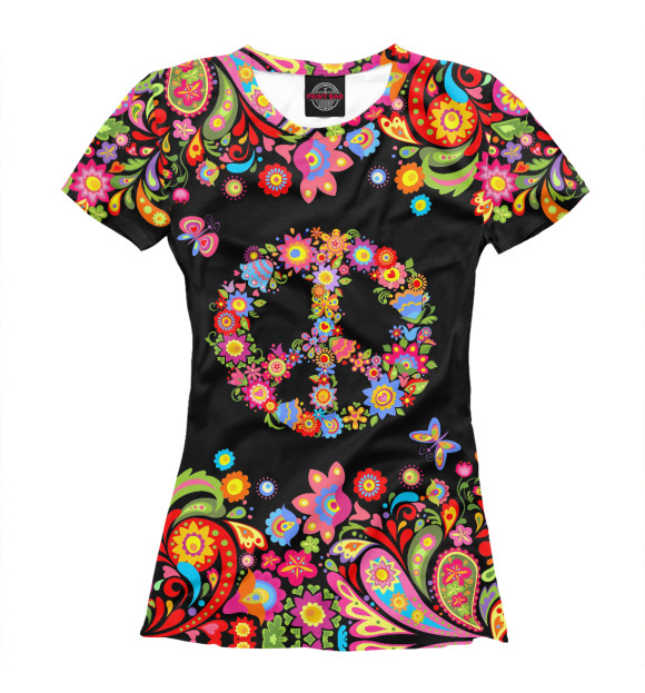 Женская футболка с изображением Пацифист цвета Белый