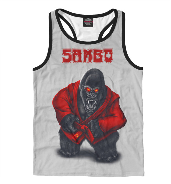 Мужская майка-борцовка с изображением SAMBO СССР цвета Белый