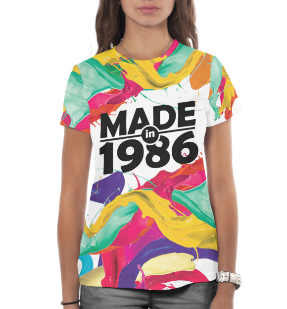 Женская футболка с изображением Made in 1986 цвета Белый