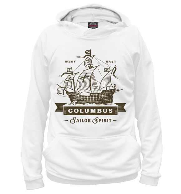 Женское худи с изображением Columbus цвета Белый