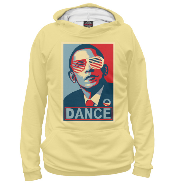 Мужское худи с изображением Обама dance цвета Белый