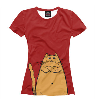 Женская футболка Серьезный кот