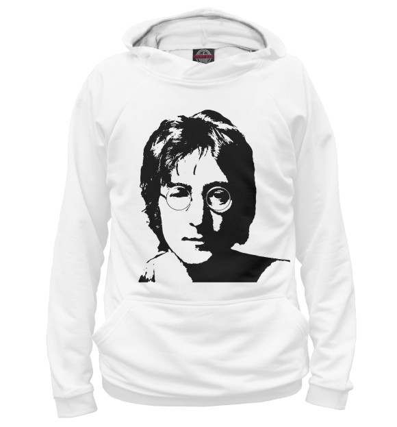 Мужское худи с изображением Джон Леннон цвета Белый