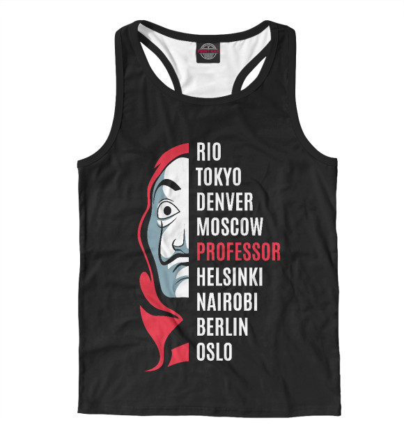 Мужская майка-борцовка с притом Бумажный дом цвета Белый Мужская майка-борцовка с изображением Бумажный дом цвета Белый