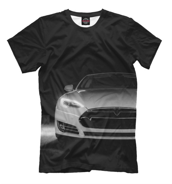 Мужская футболка с изображением Tesla Model S цвета Черный