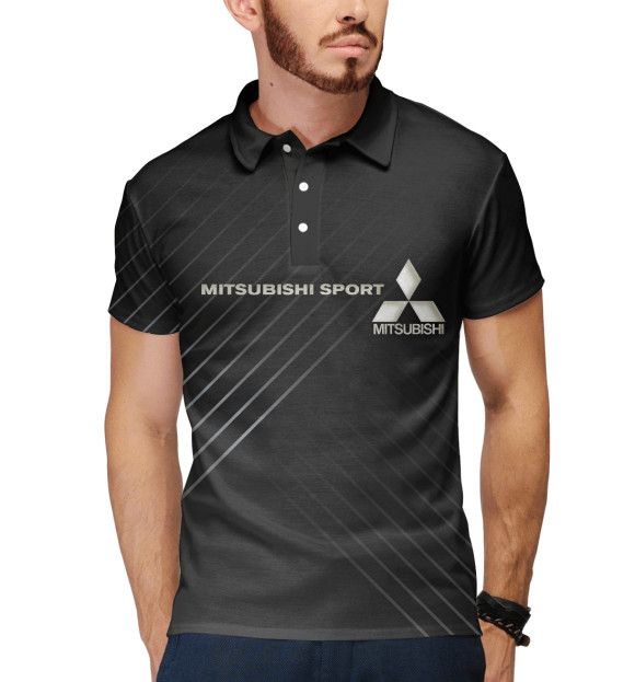Мужское поло с изображением Mitsubishi цвета Белый