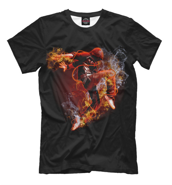 Мужская футболка с изображением Огненный танец цвета Черный