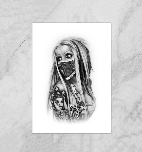 Плакат с изображением Бандитка в татуировках цвета Белый