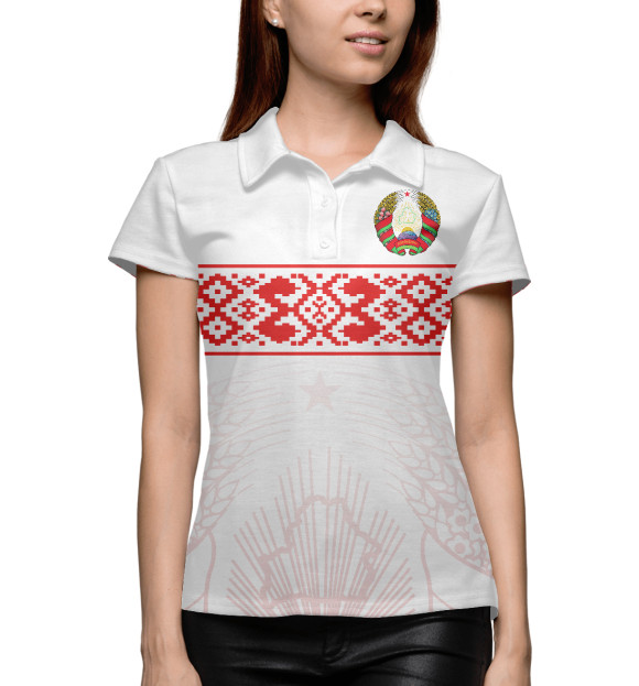 Женское поло с изображением Беларусь цвета Белый