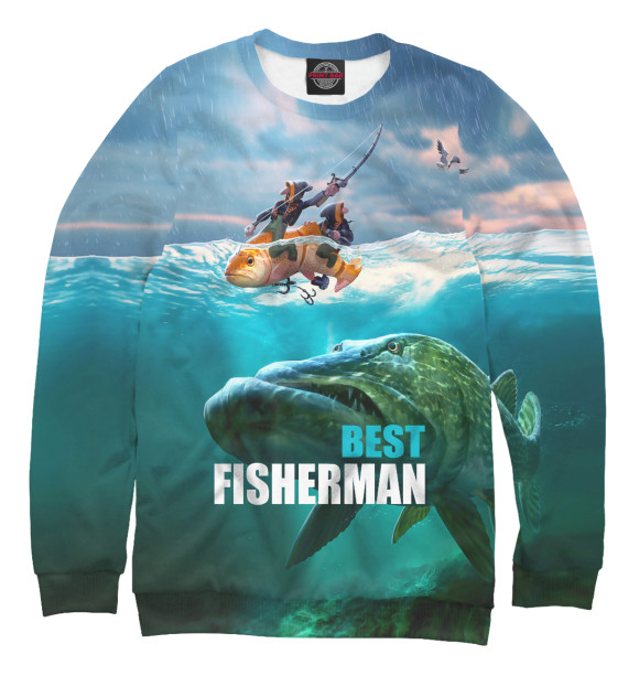Мужской свитшот с изображением Best fishermen цвета Белый