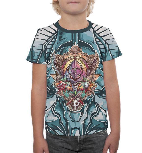 Футболка для мальчиков с изображением Neon Genesis Evangelion цвета Белый