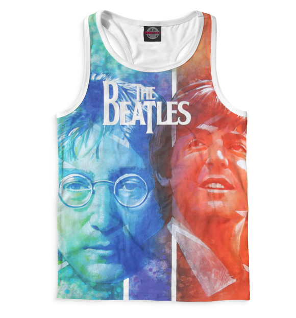 Мужская майка-борцовка с притом The Beatles цвета Белый Мужская майка-борцовка с изображением The Beatles цвета Белый