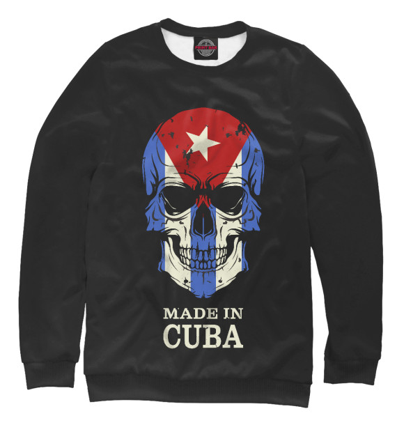 Свитшот для девочек с изображением Made in Cuba цвета Белый