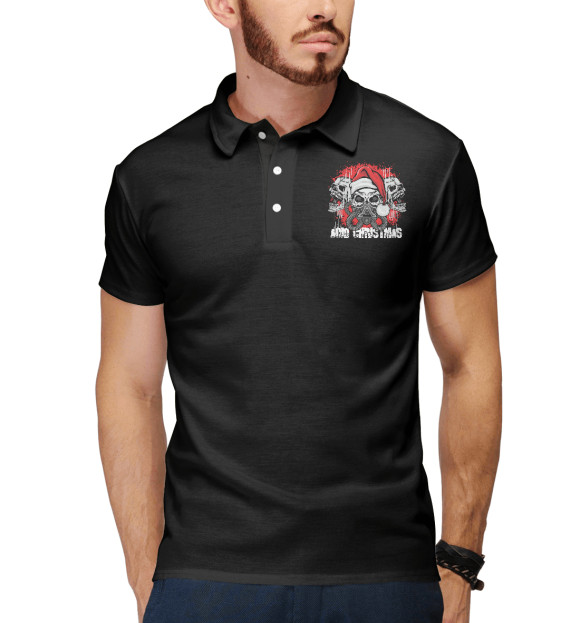 Мужское поло с изображением Кислотное Рождество цвета Белый