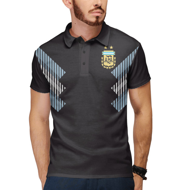 Мужское поло с изображением Сборная Аргентины 2018 цвета Белый