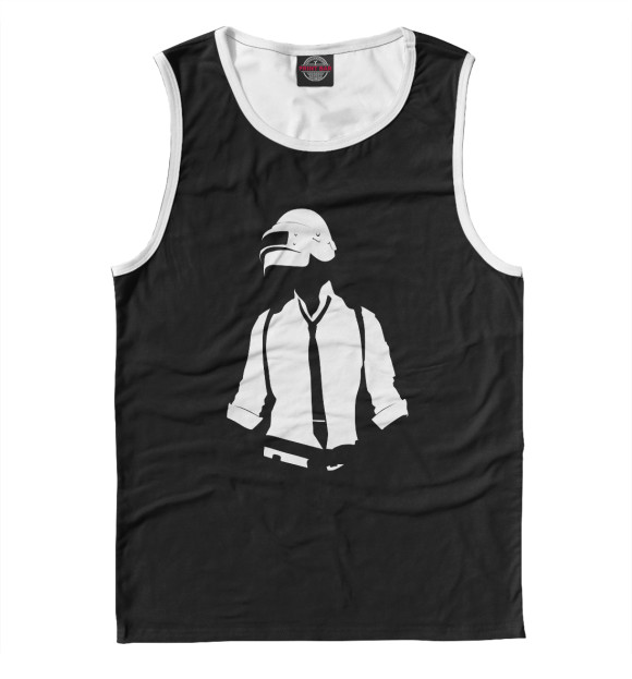 Мужская майка с притом PUBG цвета Белый Мужская майка с изображением PUBG цвета Белый