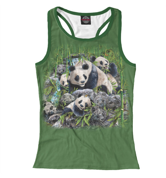 Женская майка-борцовка с изображением Панды цвета Белый