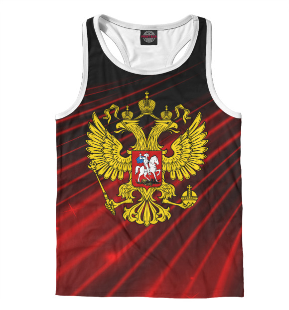 Мужская майка-борцовка с изображением Герб РФ цвета Белый