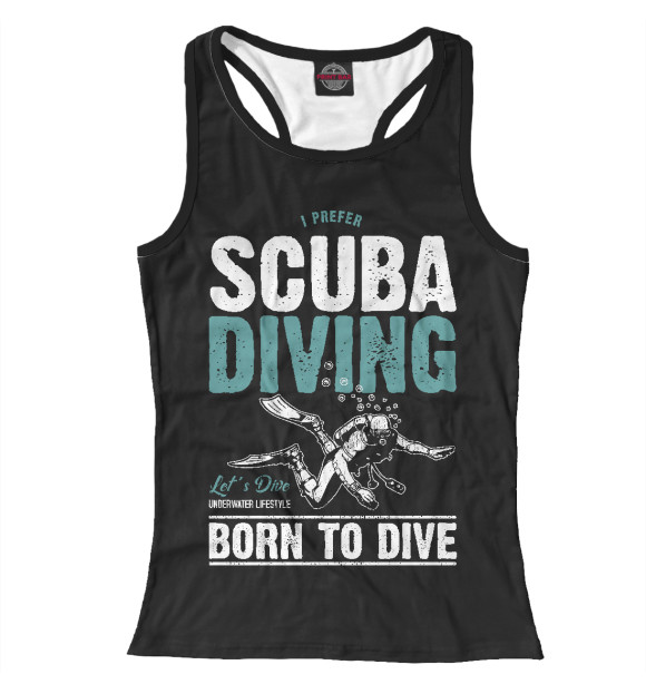 Женская майка-борцовка с изображением Аквалангист цвета Белый