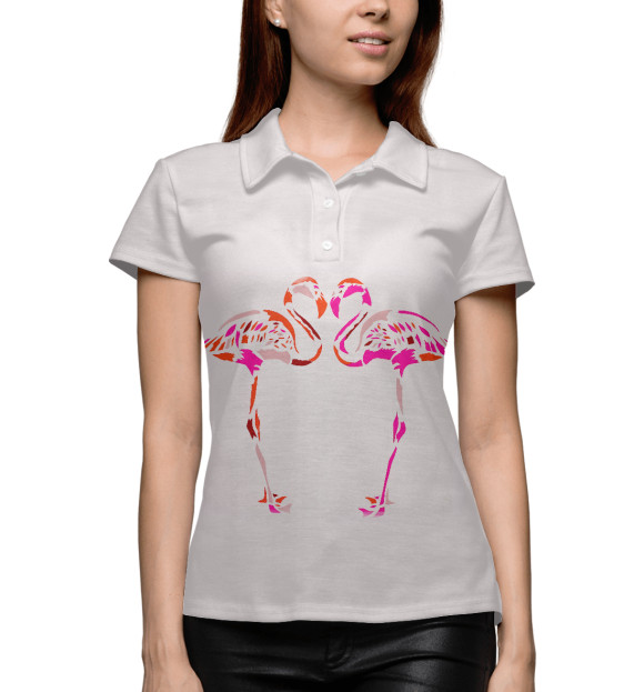 Женское поло с изображением Фламинго цвета Белый