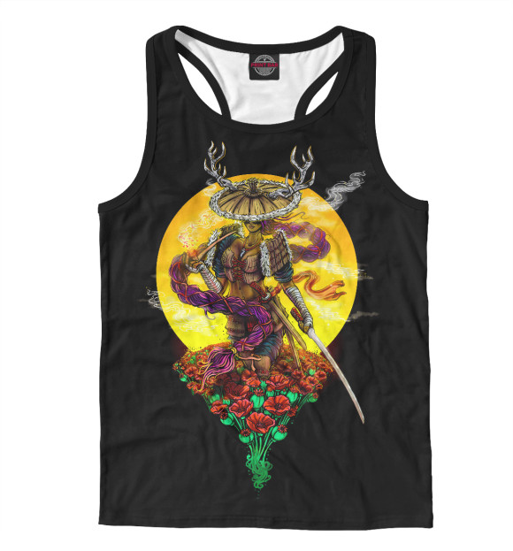 Мужская майка-борцовка с изображением Samurai цвета Белый