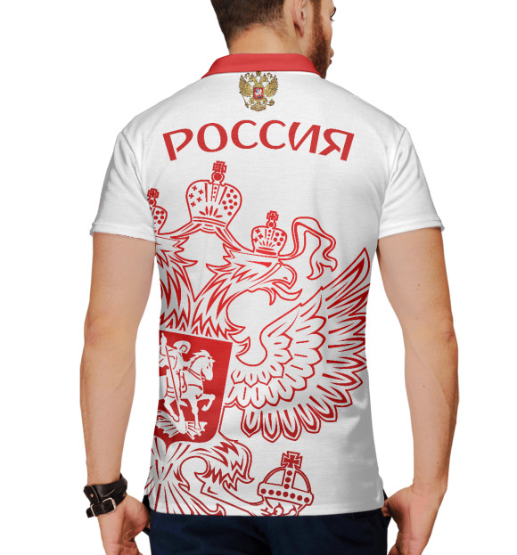Мужское поло с изображением Россия цвета Белый