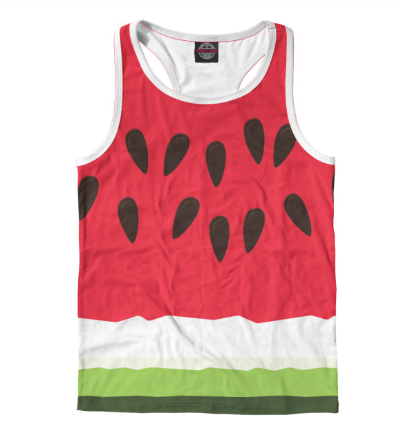 Мужская майка-борцовка с изображением Арбуз цвета Белый