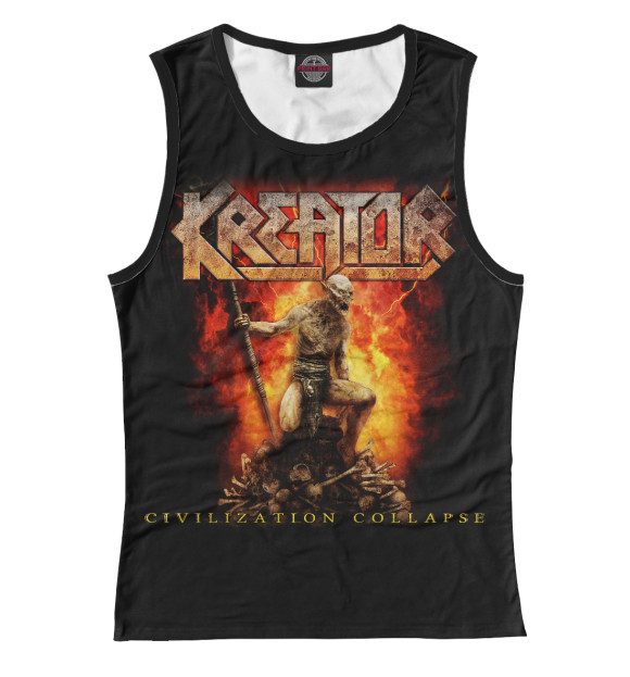 Женская майка с притом Kreator цвета Белый Женская майка с изображением Kreator цвета Белый