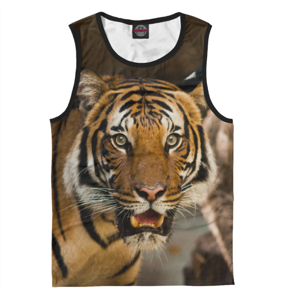 Майка для мальчика с притом Тигр цвета Белый Майка для мальчика с изображением Тигр цвета Белый
