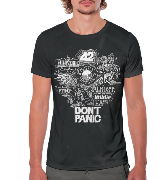 Мужская футболка с изображением Автостопом по галактике цвета Белый