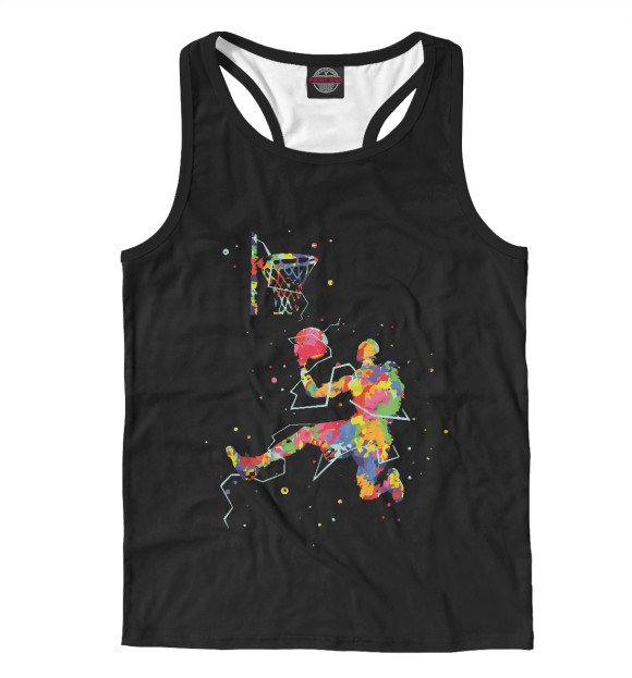 Мужская майка-борцовка с изображением Basketball цвета Белый