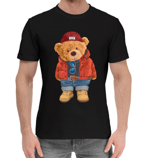 хлопковые футболки print bar медведь и герб россии на фоне хохломской росписи Хлопковые футболки Print Bar Медведь