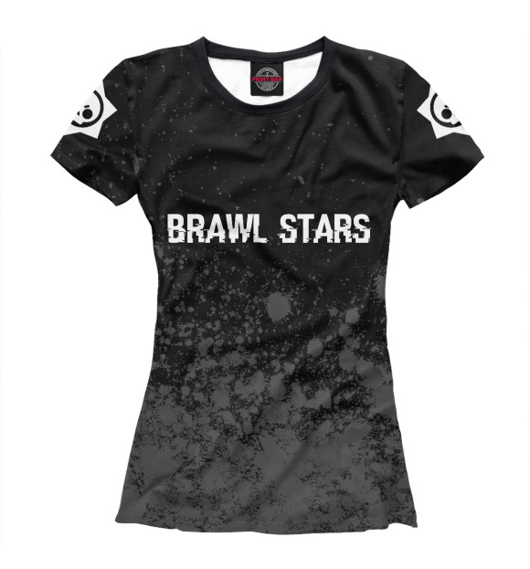 Футболка для девочек с изображением Brawl Stars Glitch Black лого на рукавах цвета Белый