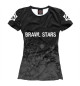 Футболка для девочек Brawl Stars Glitch Black лого на рукавах
