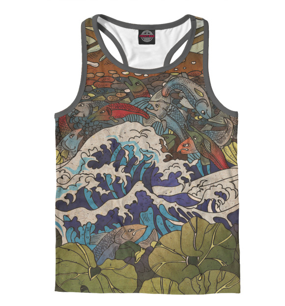 Мужская майка-борцовка с изображением Сахалин цвета Белый