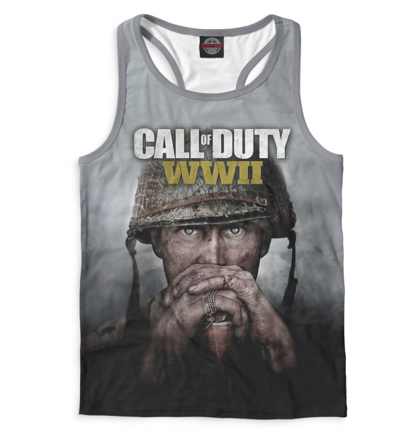 Мужская майка-борцовка с изображением Call of Duty: WWII цвета Белый