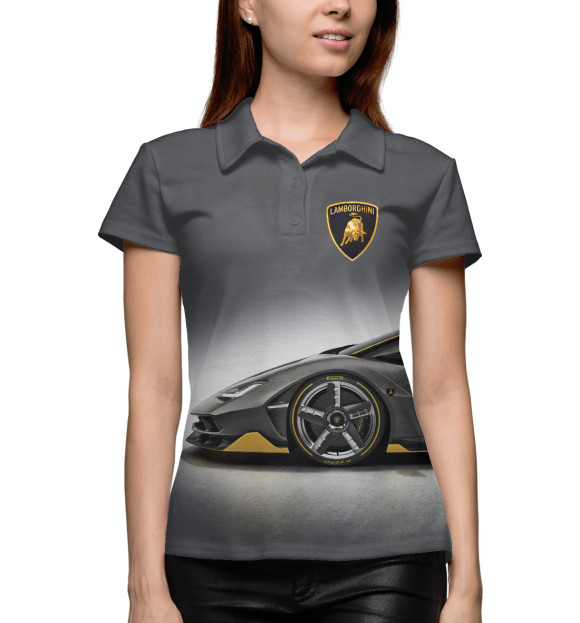 Женское поло с изображением Lamborghini цвета Белый
