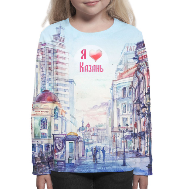 Свитшот для девочек с изображением Казань цвета Белый