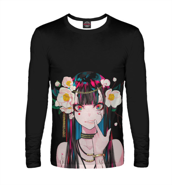 Мужской лонгслив с изображением Аниме тян цвета Белый